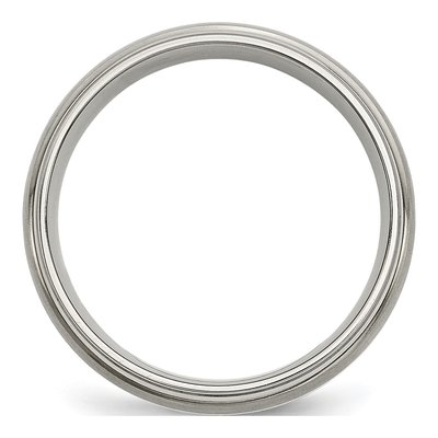 Titanium & Sterling Silver 6mm Inlay Ridged Wedding Band – view 3