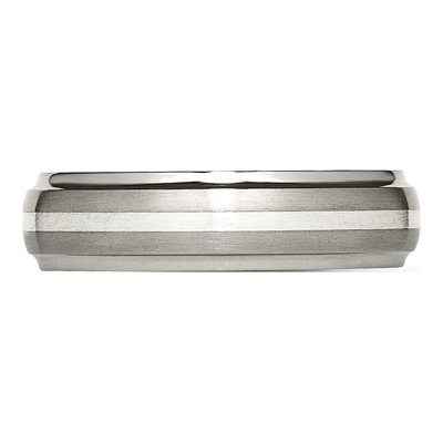 Titanium & Sterling Silver 6mm Inlay Ridged Wedding Band – view 4