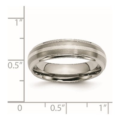 Titanium & Sterling Silver 6mm Inlay Ridged Wedding Band – view 7
