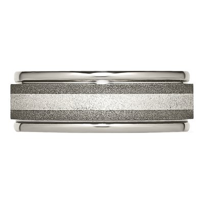 Titanium & Sterling Silver 8mm Grooved Wedding Band – view 4