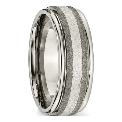 Titanium & Sterling Silver 8mm Grooved Wedding Band – view 5