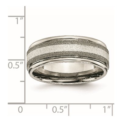 Titanium & Sterling Silver 8mm Grooved Wedding Band – view 7