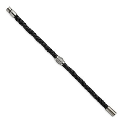 Titanium CZ Leather Bracelet – view 4