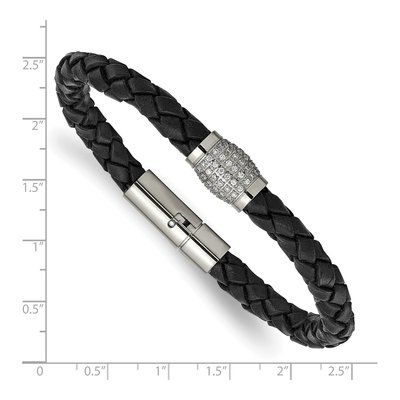Titanium CZ Leather Bracelet – view 5