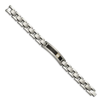 Titanium 1/20 ct tw Onyx & Diamond Link Bracelet – view 4