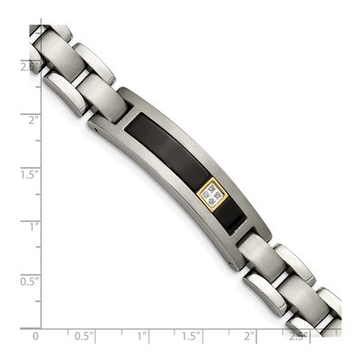 Titanium 1/20 ct tw Onyx & Diamond Link Bracelet – view 6