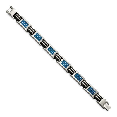 Men's Titanium Bracelet with Blue Carbon Fiber – view 4