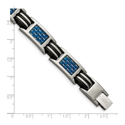 Men's Titanium Bracelet with Blue Carbon Fiber – view 6