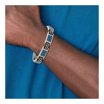 Men's Titanium Bracelet with Blue Carbon Fiber – view 7