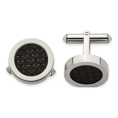 Men's Titanium Cuff Links with Carbon Fiber Inlay
