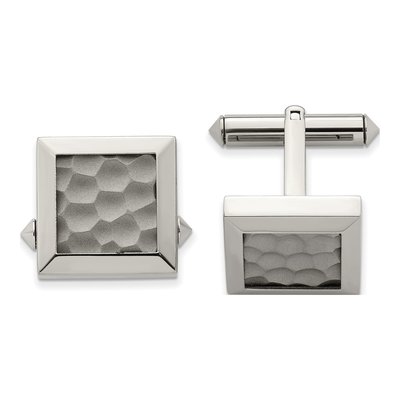 Men's Titanium Hammered Cuff Links