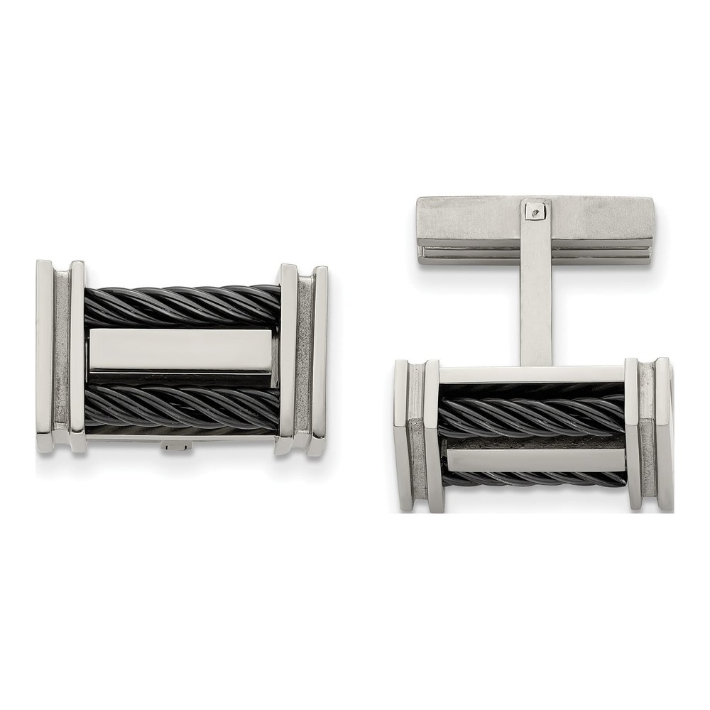 Men's Titanium Black IP Wire Cuff Links