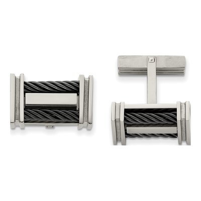 Men's Titanium Black IP Wire Cuff Links
