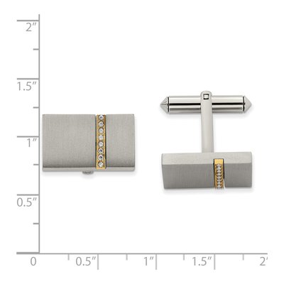 Men's Titanium Yellow IP CZ Rectangular Cuff Links – view 4