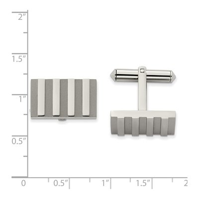 Men's Titanium Brushed & Polished Striped Cufflinks – view 4