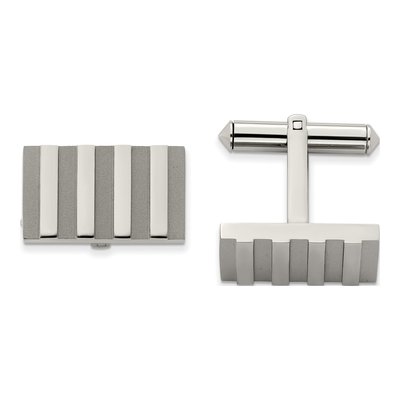 Men's Titanium Brushed & Polished Striped Cufflinks