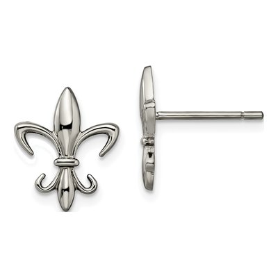 Titanium Fleur de Lis Stud Earrings