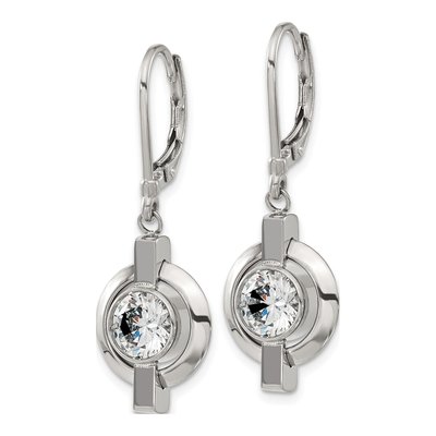 Titanium CZ Leverback Earrings – view 4