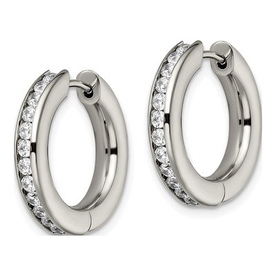 Titanium 20mm CZ Huggie Hoop Earrings – view 5