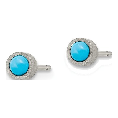 Titanium 4mm Round Turquoise Stud Earrings – view 3