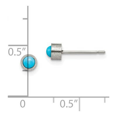 Titanium 4mm Round Turquoise Stud Earrings – view 5