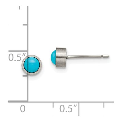 Titanium 5mm Round Turquoise Stud Earrings – view 5