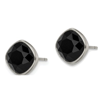 Titanium Square CZ Faceted Stud Earrings – view 3