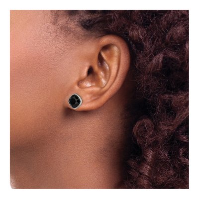 Titanium Square CZ Faceted Stud Earrings – view 4