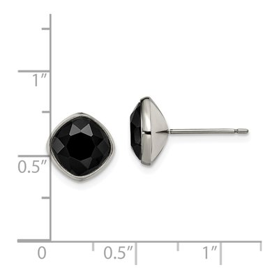 Titanium Square CZ Faceted Stud Earrings – view 5