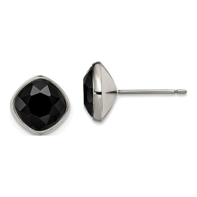 Titanium Square CZ Faceted Stud Earrings