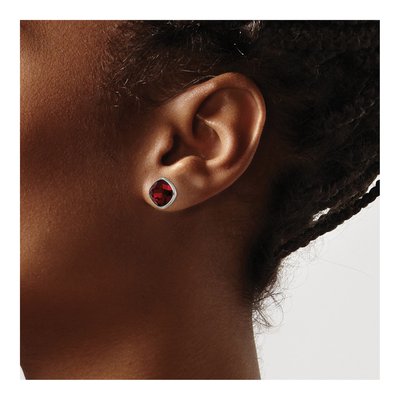 Titanium Square CZ Faceted Stud Earrings – view 4