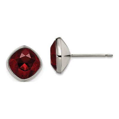 Titanium Square CZ Faceted Stud Earrings