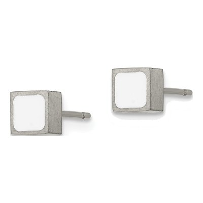 Titanium Round CZ Square Stud Earrings – view 3