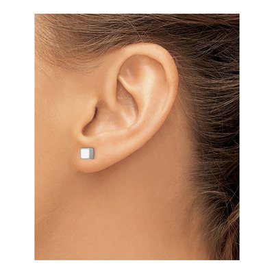 Titanium Round CZ Square Stud Earrings – view 4