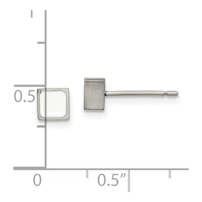 Titanium Round CZ Square Stud Earrings – view 5