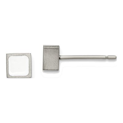 Titanium Round CZ Square Stud Earrings