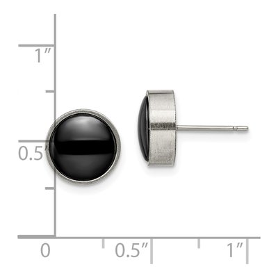 Titanium Black Ceramic Circle Stud Earrings – view 5