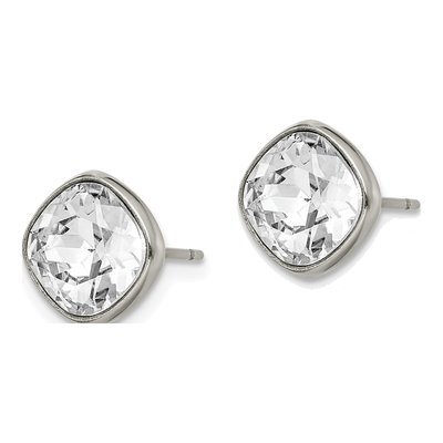 Titanium CZ Faceted Square Stud Earrings – view 3