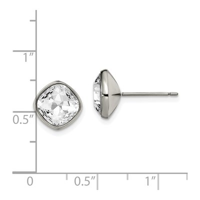 Titanium CZ Faceted Square Stud Earrings – view 5