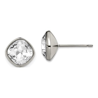 Titanium CZ Faceted Square Stud Earrings