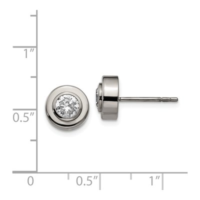 Titanium Round CZ Stud Earrings – view 5