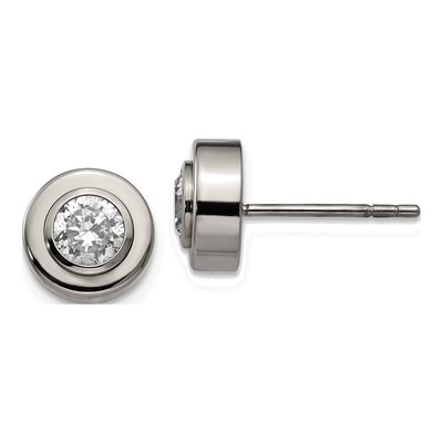 Titanium Round CZ Stud Earrings