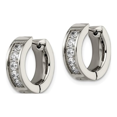 Titanium 15mm CZ Huggie Hoop Earrings – view 3