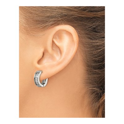 Titanium 15mm CZ Huggie Hoop Earrings – view 4