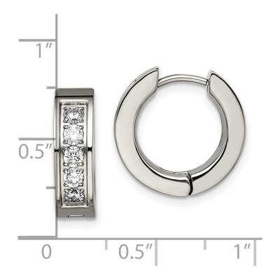 Titanium 15mm CZ Huggie Hoop Earrings – view 5
