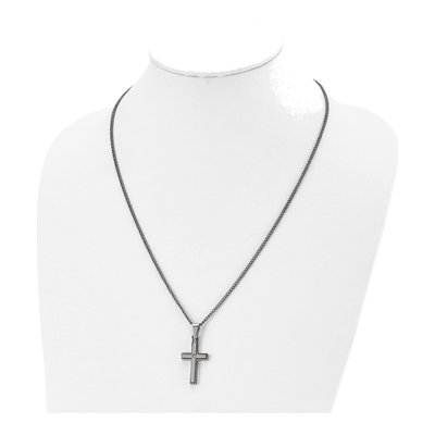Titanium Diamond Cross Pendant Necklace – view 4