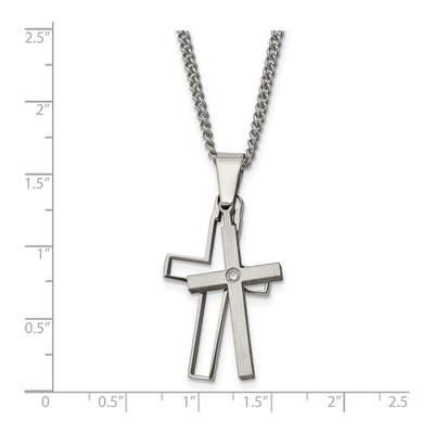 Titanium Diamond Cross Pendant Necklace – view 6