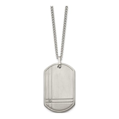Titanium Diamond Dog Tag Pendant Necklace – view 4