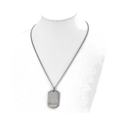 Titanium Diamond Dog Tag Pendant Necklace – view 5