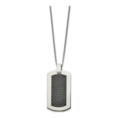 Titanium Carbon Fiber Dog Tag Pendant Necklace – view 3